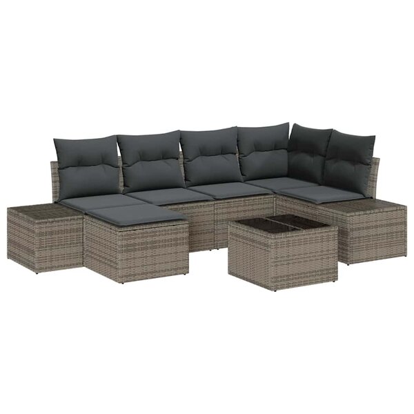 vidaXL Set de canapés de jardin 6 pièces avec coussins en rattan noir