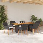 vidaXL Ensemble de salle à manger pour jardin 7 Pièces Noir et marron