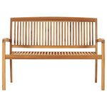 vidaXL Banc de jardin empilable et coussin 128 5cm Bois de teck massif