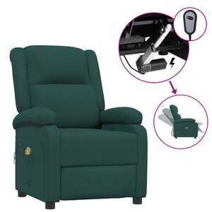 vidaXL Fauteuil électrique de massage Vert foncé Tissu