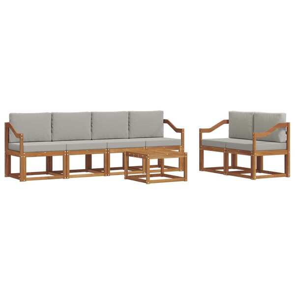 vidaXL Ensemble de canapés d'extérieur 7 pc Gris Naturel et Clair