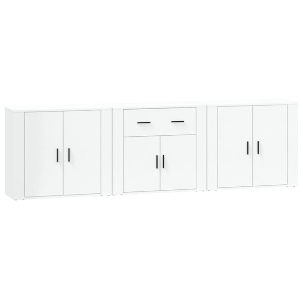 vidaXL Buffets 3 Pièces Blanc Bois d'ingénierie