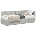 vidaXL Cadre de lit d'angle avec matelas 2 Pièces Gris clair Velours