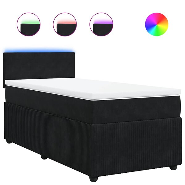 vidaXL Sommier à lattes de lit et matelas Noir 80x200 cm Velours