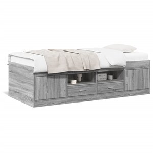 vidaXL Lit de jour avec tiroirs sans matelas sonoma gris 100x200 cm
