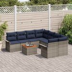 vidaXL Ensemble de canapé de jardin 9 Pièces Gris Poly rotin