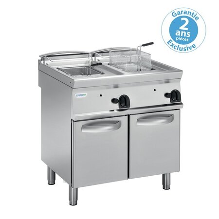 Friteuse gaz avec tuyères traversant la cuve - 2 x 13 litres - gamme 700 - tecnoinox -  - inox26 800x700x900mm