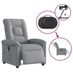 vidaXL Fauteuil de massage inclinable électrique gris clair tissu