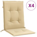 vidaXL Coussins de chaise à dossier bas lot de 4 beige mélangé tissu