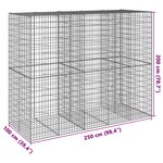 vidaXL Panier gabion avec couvercle 250x100x200 cm fer galvanisé