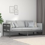 vidaXL Lit de jour sans matelas gris bois de pin massif 90x200 cm
