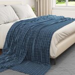 vidaXL Jeté Bleu marine 240 x 220 cm Toison