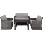 Tectake Salon bas de jardin LUCQUES 4 places - gris