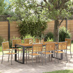 vidaXL Ensemble de salle à manger pour jardin 9 Pièces Gris  Bois