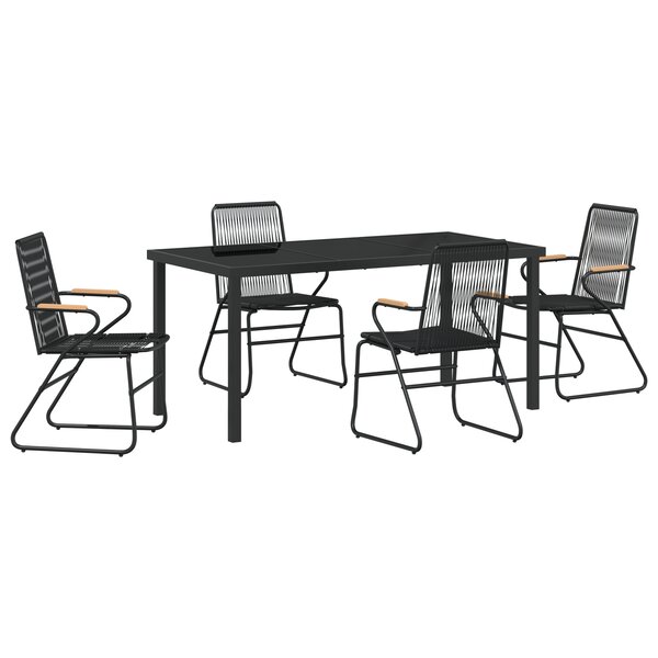 vidaXL Ensemble de 5 chaises de jardin Noir Rattan PVC