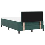Lit box spring vidaXL avec matelas vert foncé petit double en velours