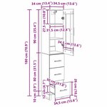 vidaXL Haut Armoire Chêne noir 69 5 x 34 x 180 cm Bois d'ingénierie