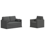 vidaXL Canapé 2 Pièces Gris foncé 139 x 78 x 80 cm tissu