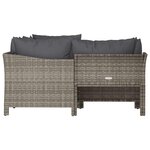 vidaXL Salon de jardin 4 Pièces avec coussins Gris Résine tressée
