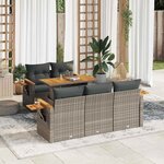 vidaXL Salon de jardin avec coussins 6 Pièces gris résine tressée acacia