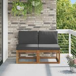 vidaXL 2 Pièce Sofa de milieu extérieur Bois d'Acacia Massif