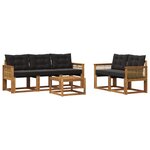 vidaXL Ensemble de canapés d'extérieur 6 pc Naturel et noir