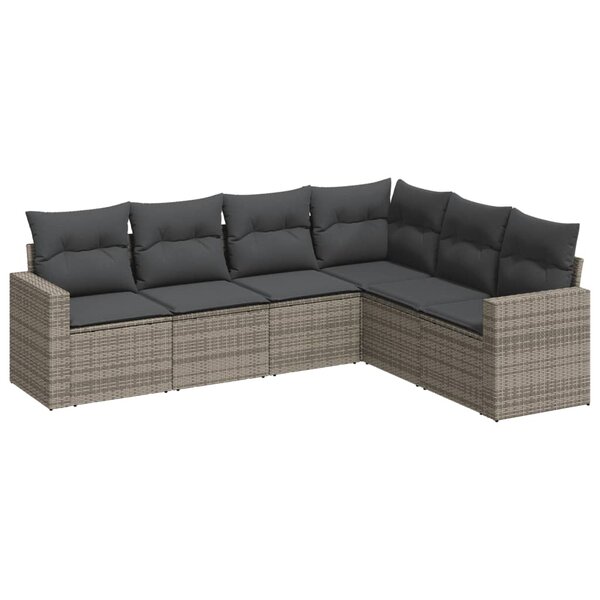 vidaXL Salon de jardin 6 Pièces avec coussins gris résine tressée