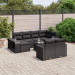 vidaXL Salon de jardin 11 Pièces avec coussins noir résine tressée