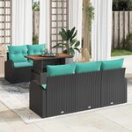 vidaXL Ensemble de canapé de jardin 6 Pièces Noir Poly rotin