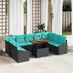 vidaXL Ensemble de salle à manger pour jardin 10 Pièces Noir et Sarcelle