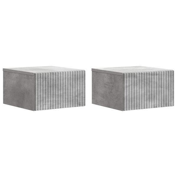 vidaXL Cabinet de chevet mural 2 Pièces Gris béton 33 x 34 5 x 20 cm