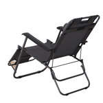Chaise longue inclinable transat bain de soleil 2 en 1 pliant têtière amovible charge max. 136 Kg toile oxford facile d'entretien gris
