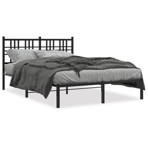 vidaXL Cadre de lit métal sans matelas avec tête de lit noir 120x200cm