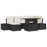 vidaXL Ensemble Canapé Jardin 7 Pièces avec Coussins en Rattan Synthétique Noir