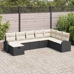 vidaXL Ensemble de canapé de jardin avec coussin 8 Pièces Noir Poly rotin