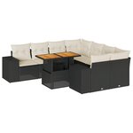 vidaXL Salon de jardin 9 Pièces avec coussins noir résine tressée