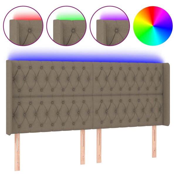 vidaXL Tête de lit à LED Taupe 203x16x118/128 cm Tissu