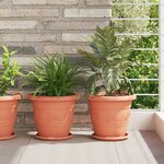 vidaXL Pot à fleurs rond 6 Pièces Rouge brique Ø 26 x 21 5 cm Plastique