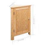 vidaXL Armoire d'angle 59 x 45 x 80 cm Bois de chêne massif