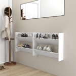 vidaXL Armoires à chaussures murales 2 Pièces Blanc 80x18x60 cm Aggloméré