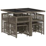 vidaXL Ensemble à manger de jardin 9 Pièces coussins gris résine tressée