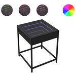 vidaXL Table de chevet avec LED infini noir 40x40x51 cm