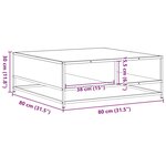 vidaXL Table basse chêne sonoma 80x80x30 cm bois d'ingénierie et métal
