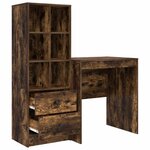 vidaXL Bureau avec rangement Chêne fumé Bois d'ingénierie