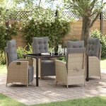 vidaXL Ensemble de salle à manger pour jardin 5 Pièces Beige Poly rotin