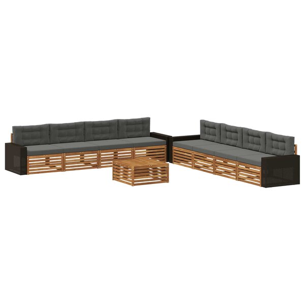 vidaXL Ensemble de canapés d'extérieur 9 pc Naturel et Anthracite