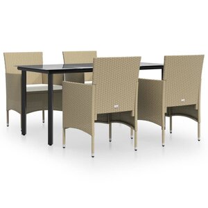 vidaXL Ensemble à manger de jardin coussins 5 Pièces Beige/noir