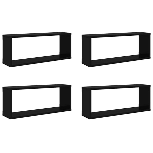 vidaXL Étagères murales cube 4 Pièces Noir 60x15x23 cm Bois d’ingénierie