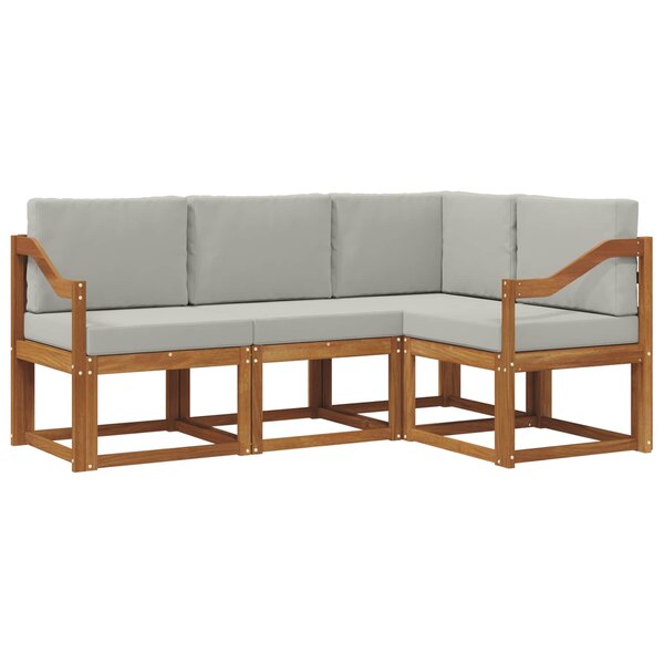 vidaXL Ensemble de canapés d'extérieur 4 pc Gris Naturel et Clair