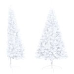 vidaXL Demi-arbre de Noël artificiel pré-éclairé et boules blanc 120cm